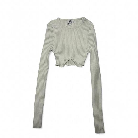 Princess Polly White Ribbed Cropped Long Sleeve Casual Going Out Top Size XS-S - Picture 4 of 4